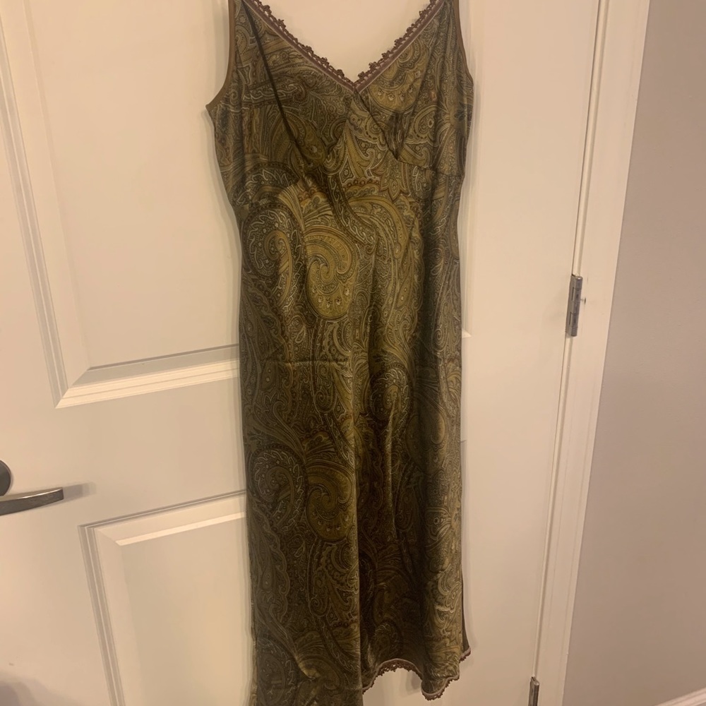 Beautiful silk dress with copper accents